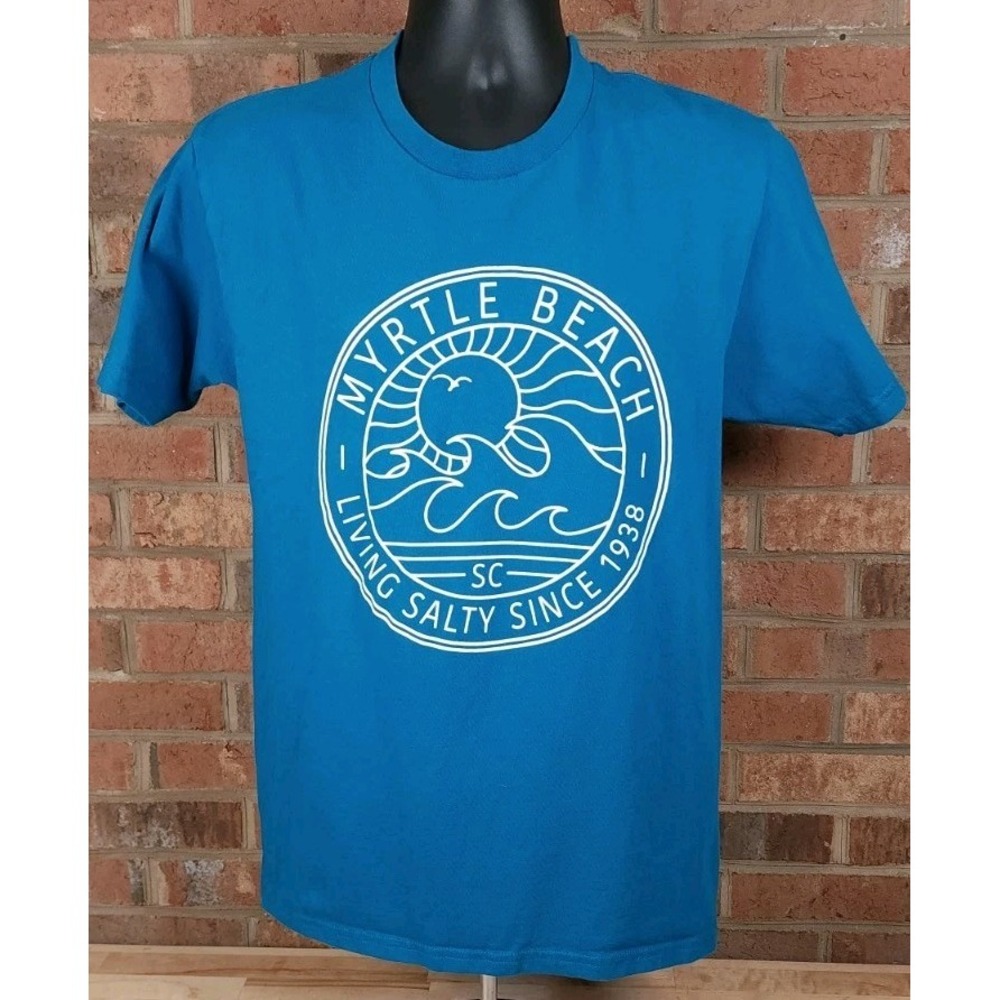 Supreme Blue Myrtle Beach Living Salty T-Shirt Size Medium USA